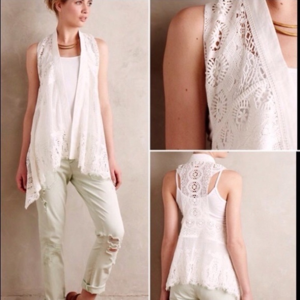 Anthropologie NWT Meadow Rue Lace Crochet Vest Size XS/S